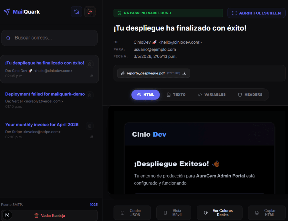 MailQuark Dashboard preview.