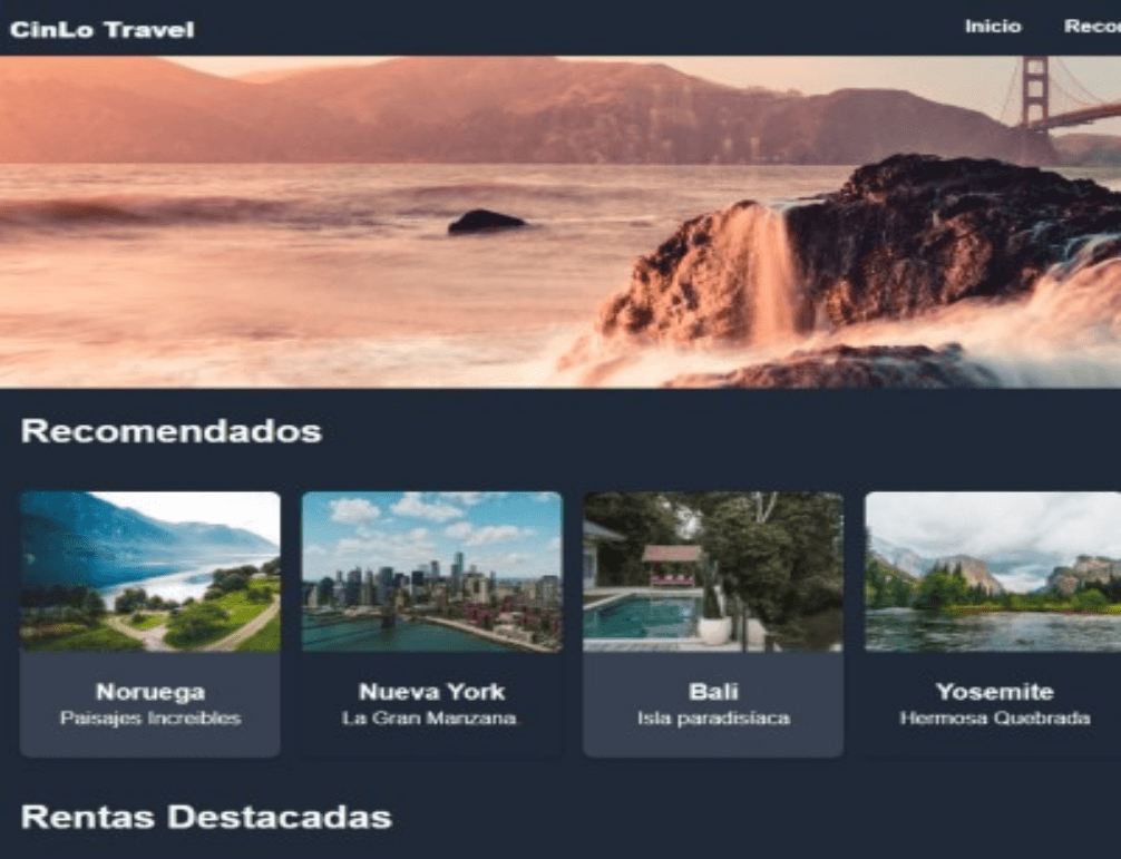 Landing page for a mobile application.